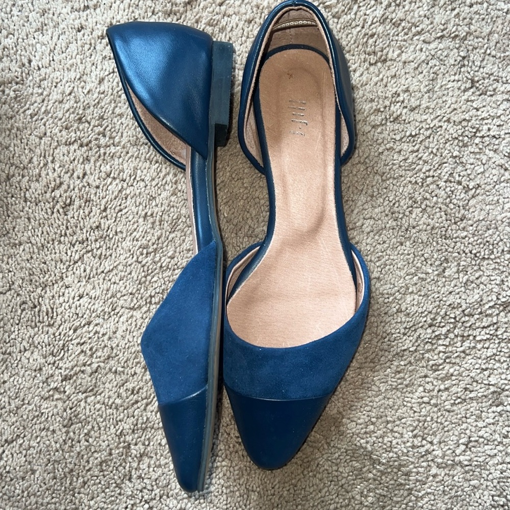 J. Jill Lynne Slingback Ballet Flats, Navy Suede/ Leather [Size 6.5]